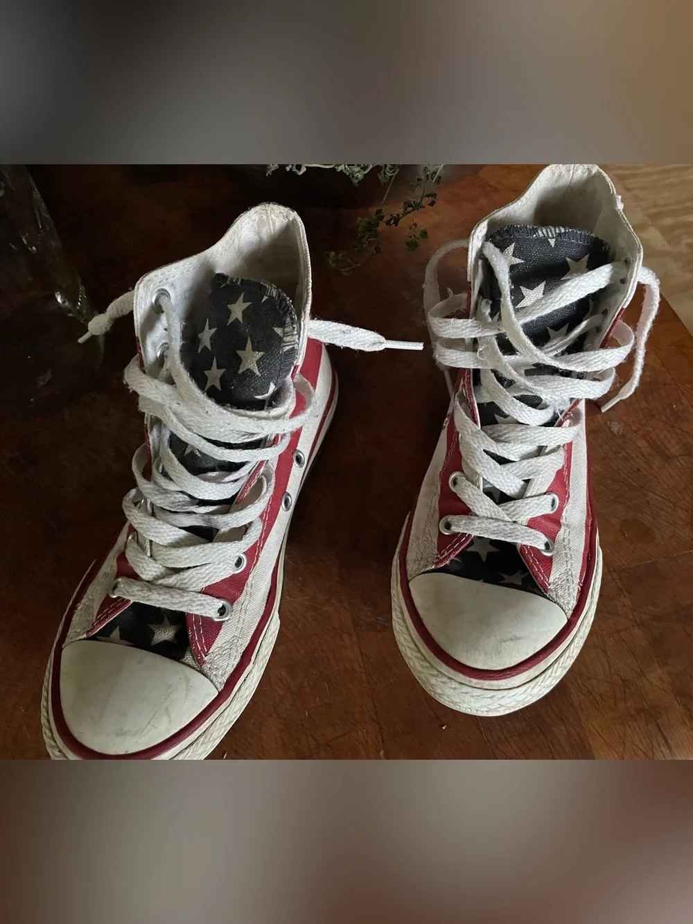 Converse Kids Red & White Striped High-Top Sneakers